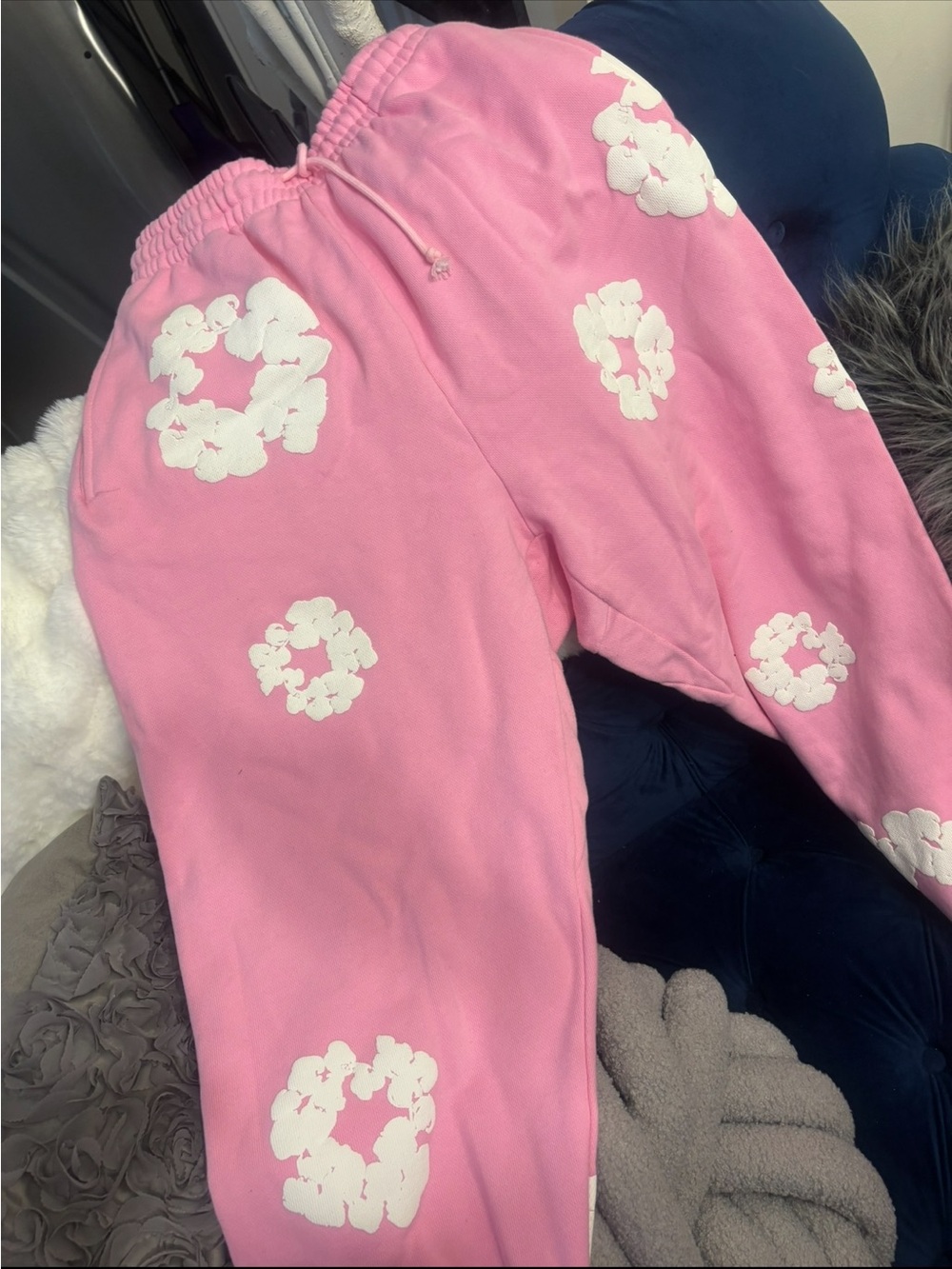 Pink Floral Print Men's Sweatpants